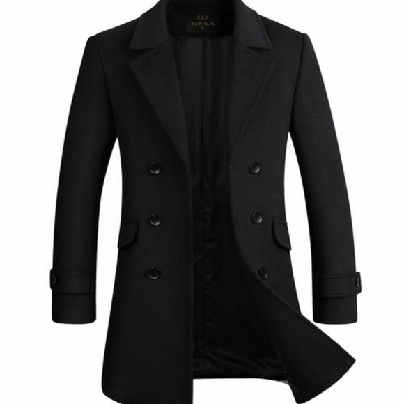 HXW.GJQ Jackets & Coats New Hxwgjq Premium Wool Blend Black Double